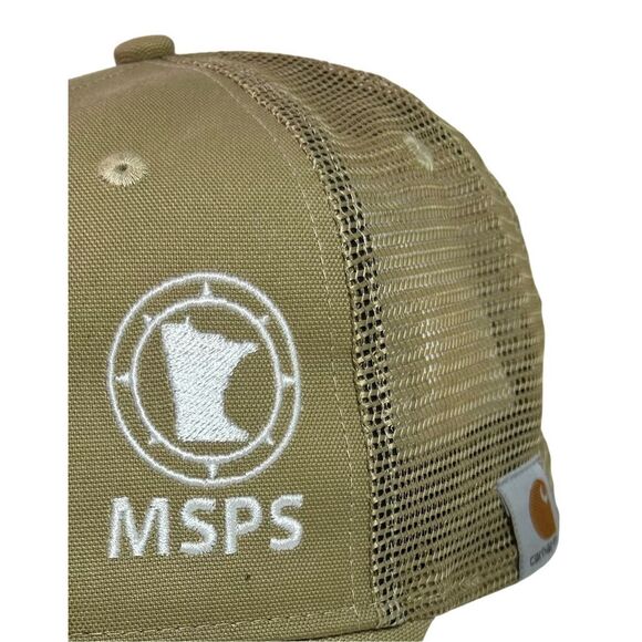 Carhartt Men's MSPS Rugged Flex Mesh-Back Logo Patch Snapback Tan Cap Hat - Picture 3 of 13
